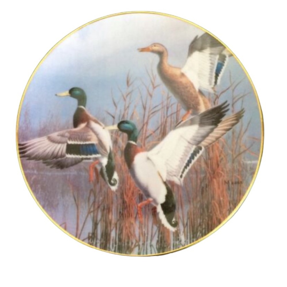 DANBURY MINT " HAZY ASCENT " PLATE By David Maass DUCKS TAKING FLIGHT Collection
